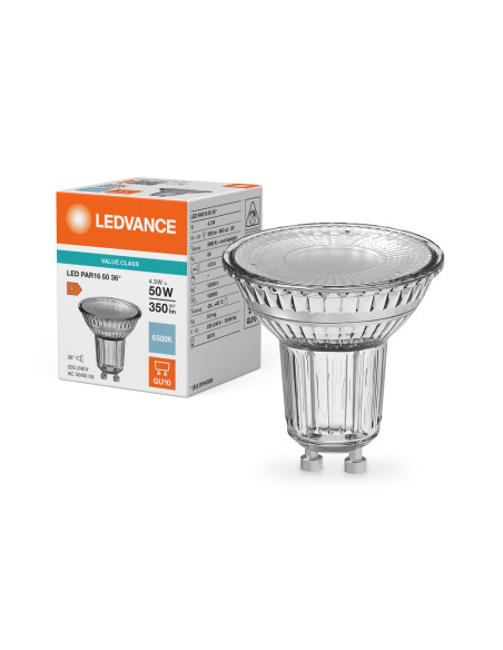 ŻARÓWKA LED VALUE CLASS SPOT PAR16 GL 50 36° 4,3W 6500K zimna biała GU10 350LM 