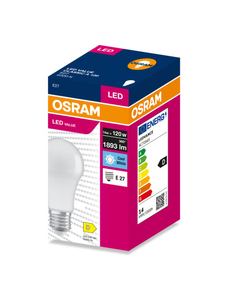 ŻARÓWKA LED VALUE CLA120 14W 4000K neutralna biała 1893LM FR E27 