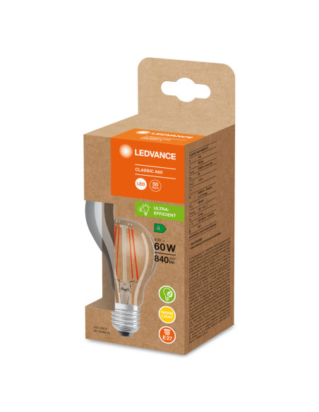 ŻARÓWKA LED ENERGY EFFICIENT CLA60 4W 3000K ciepła biała 840LM FIL E27 KLASA A 