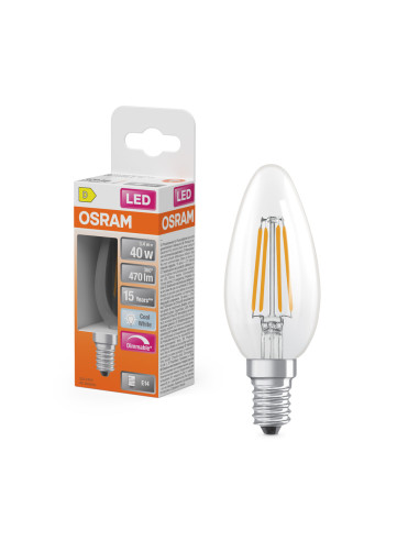 ŻARÓWKA LED SUPERSTAR RF CLB40 DIM 3,4W 4000K neutralna biała E14 FIL 470LM 