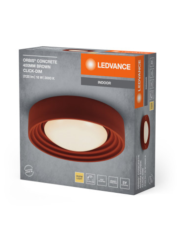 PLAFON LED ORBIS CONCRETE 400MM 18W 3000K ciepła biała CLICK DIM BROWN 