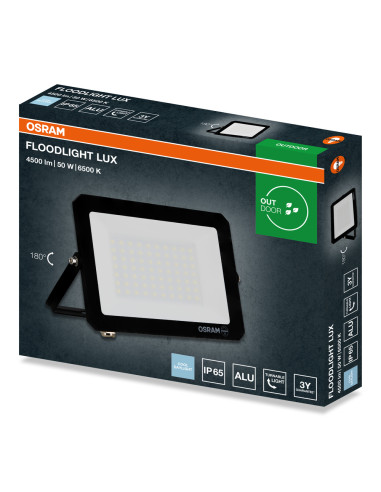 NAŚWIETLACZ FLOOD LED LUX 50W 6500K 4500LM BK IP65 3Y 
