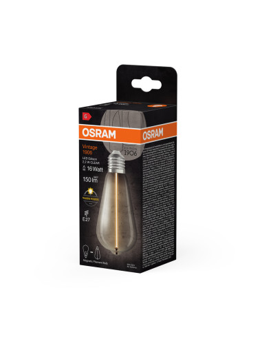 ŻARÓWKA LED 1906 VINTAGE LED MAGNETIC EDISON CLEAR16 FIL 2.2W 2700K ciepła biała 150LM E27 