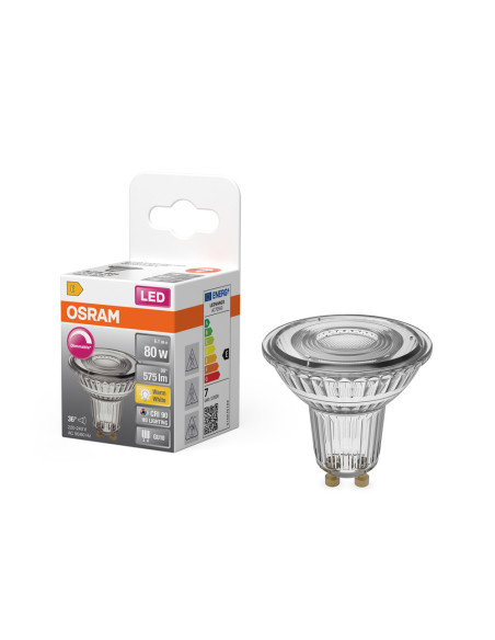 ŻARÓWKA LED SUPERSTAR PAR16 80 36° DIM 6,1W 2700K ciepła biała CRI90 GU10 575LM GLASS 