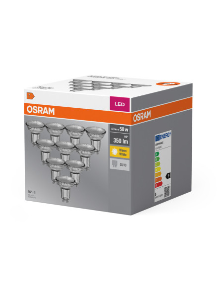  ŻARÓWKA LED  10-PAK LED BASE PAR16 50 36 4,3W 2700K ciepła biała 230V GU10 FS10 