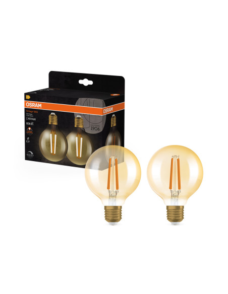 ŻARÓWKA LED 2-PAK 1906 VINTAGE LED GLOBE80 DIM GOLD60 7,2W/824 FIL 806LM E27 