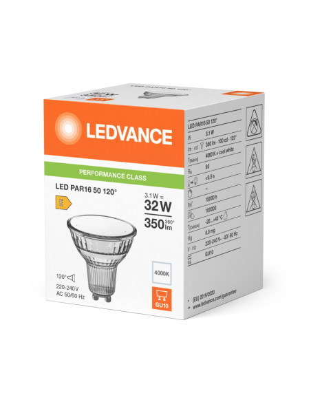 ŻARÓWKA LED P SPOT PAR16 GL 50 30 120° 3,1W 4000K neutralna biała GU10 350LM 