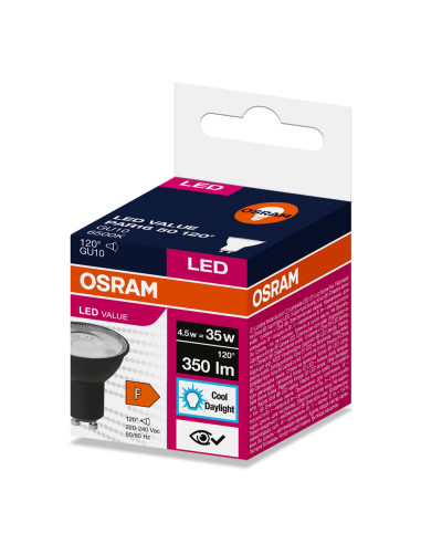 ŻARÓWKA LED LVPAR16 50 4,5W 6500K zimna biała  350LM 120° GU10 EUE CZARNA 
