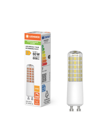 ŻARÓWKA SPECIAL LED T SLIM 60 320° DIM P 6.5W 2700K ciepła biała CLEAR GU10 806LM 
