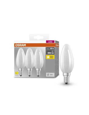  ŻARÓWKA LED  3-PAK LED BASE CLB60 5.5W 2700K ciepła biała E14 GL FR  FS3 