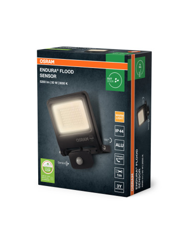NAŚWIETLACZ ENDURA FLOOD SENSOR 50W 3000K ciepła biała 5250LM PCR DG 
