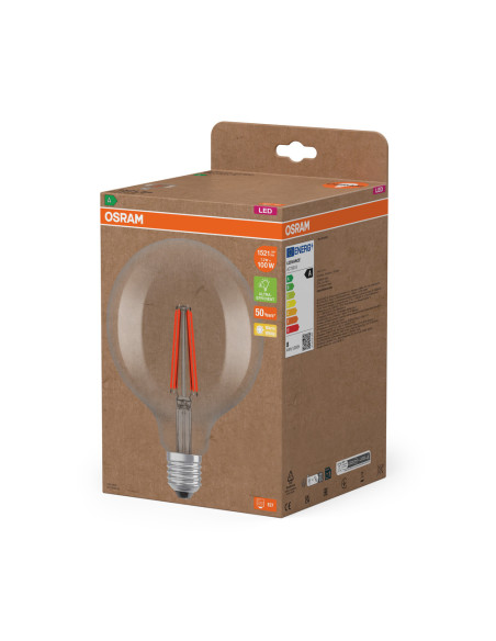 ŻARÓWKA LED ENERGY CLASS G125 100 7,2W 2700K ciepła biała E27 1521LM FIL EE  KLASA A 