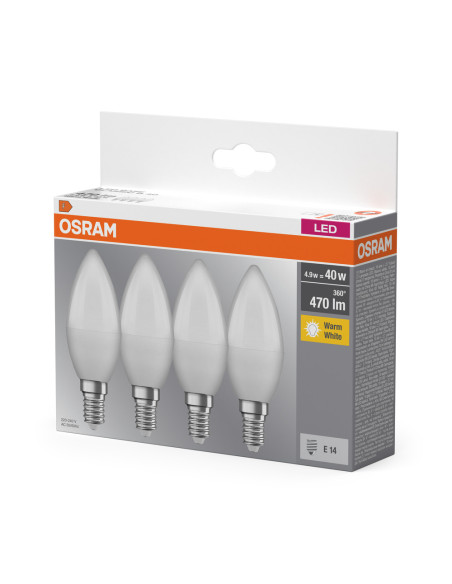  ŻARÓWKA LED  4-PAK LED BASE CLB40 4.9W 2700K ciepła biała E14 FR FS4 