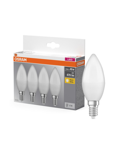  ŻARÓWKA LED  4-PAK LED BASE CLB40 4.9W 2700K ciepła biała E14 FR FS4 
