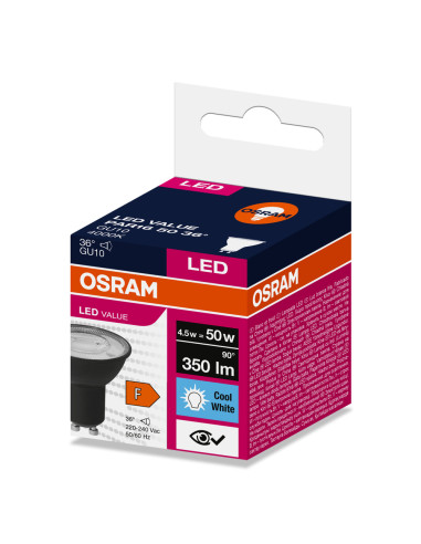 ŻARÓWKA LED LVPAR16 50 4,5W 4000K neutralna biała 350LM 36° GU10 EUE CZARNA 
