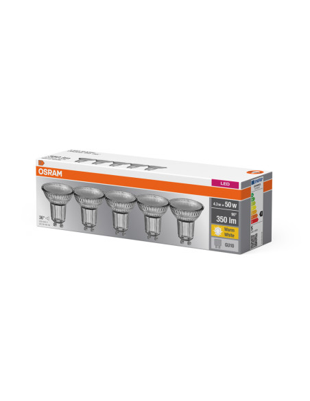 ŻARÓWKA LED  5-PAK LED BASE PAR16 50 36 4,3W 2700K ciepła biała 230V GU10 