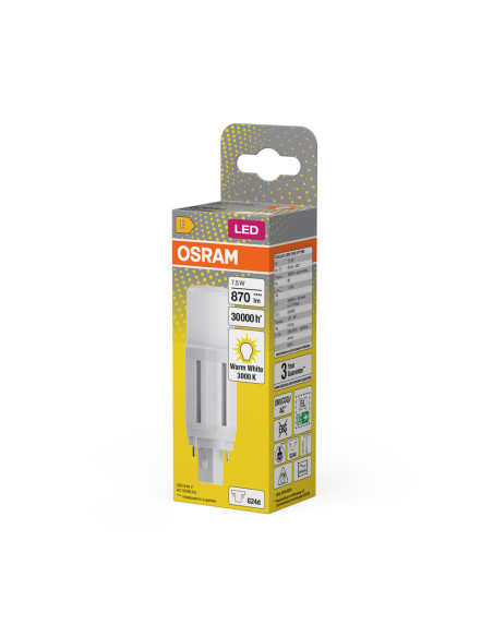 ŚWIETLÓWKA LED DULUX D 18LED 7,5W 3000K ciepła biała VT EM & AC MAINS G24D-2 700LM 