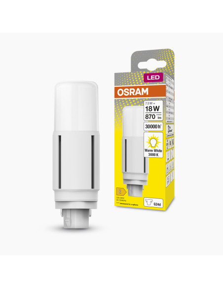 ŚWIETLÓWKA LED DULUX D 18LED 7,5W 3000K ciepła biała VT EM & AC MAINS G24D-2 700LM 