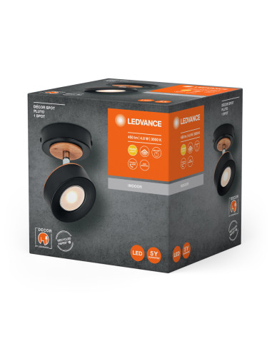 KINKIET LED DECOR SPOT PLUTO 1X4.8W 3000K ciepła biała BK 
