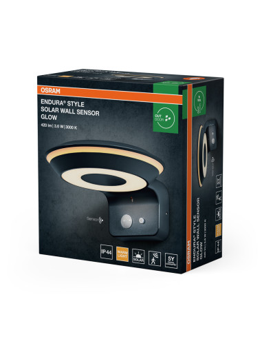 KINKIET ZEWNĘTRZNY SOLAR ENDURA STYLE GLOW WALL SENSOR 3.6W 3000K 420LM 