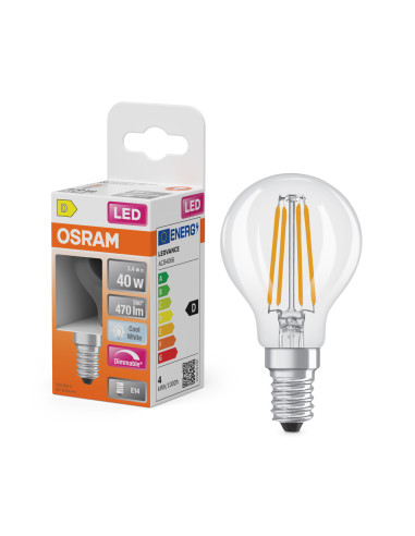 ŻARÓWKA LED SUPERSTAR RF CLP40 DIM 3,4W 4000K neutralna biała  E14 FIL 470LM 
