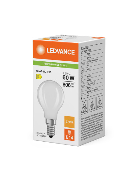 ŻARÓWKA LED P CLP60 5,9W 2700K ciepła biała E14 FIL FR 806LM 
