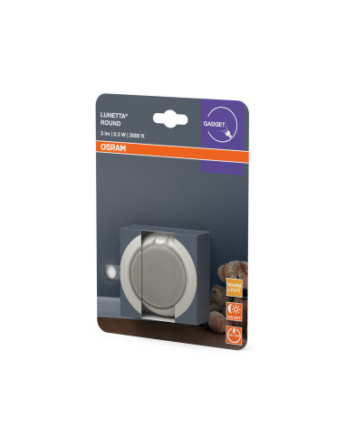 PRZENOŚNA LAMPKA NOCNA LED LUNETTA ROUND WHITE 0,30W 3000K IP20  