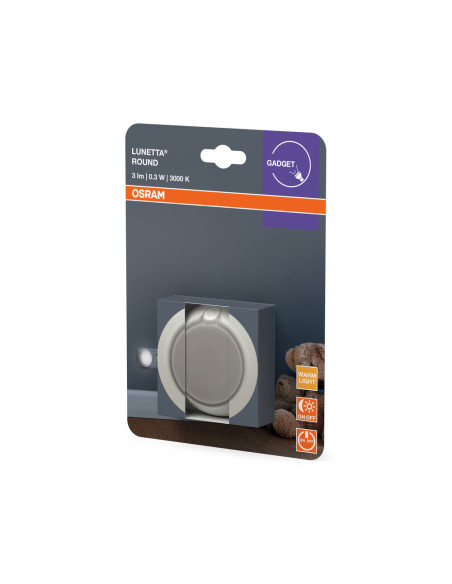 PRZENOŚNA LAMPKA NOCNA LED LUNETTA ROUND WHITE 0,30W 3000K IP20  