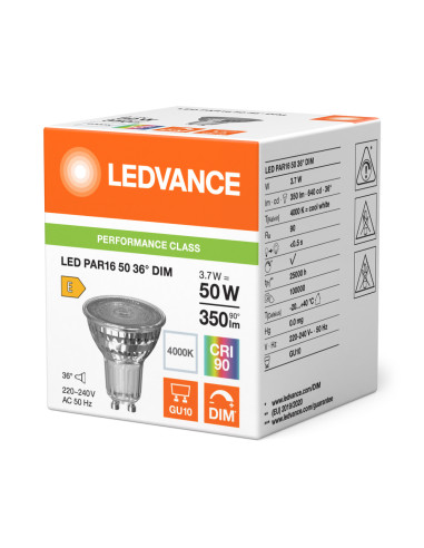 ŻARÓWKA LED P SPOT PAR16 GL 50 36° DIM 3,7W 4000K neutralna biała GU10 350LM 
