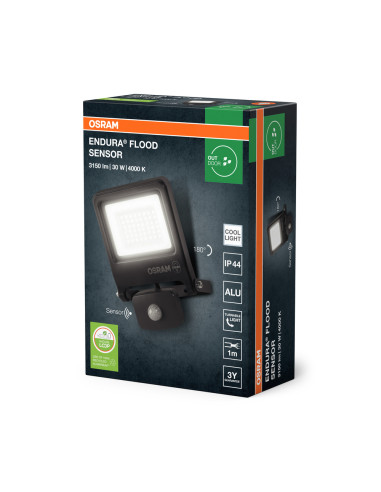 NAŚWIETLACZ ENDURA FLOOD SENSOR 30W 4000K neutralna biała 3000LM PCR DG