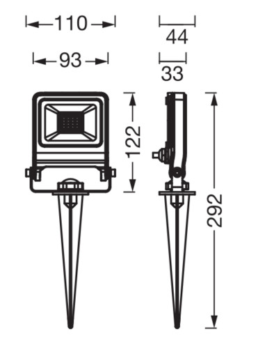 NAŚWIETLACZ ENDURA GARDEN SPIKE FLOOD 10W 3000K ciepła biała 800LM DG 