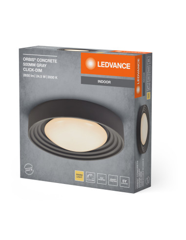 PLAFON LED ORBIS CONCRETE 500MM 24.5W 3000K ciepła biała CLICK DIM GRAY 