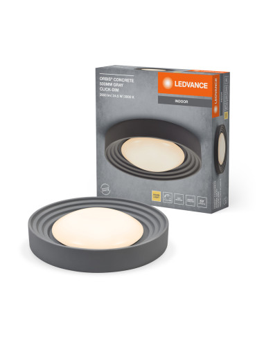 PLAFON LED ORBIS CONCRETE 500MM 24.5W 3000K ciepła biała CLICK DIM GRAY 