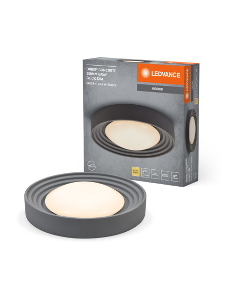 PLAFON LED ORBIS CONCRETE 500MM 24.5W 3000K ciepła biała CLICK DIM GRAY 