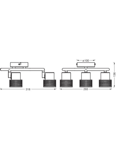 OPRAWA SUFITOWA LED DECOR SPOT CORK SPIRAL DIM 3X3.4W 2700K ciepła biała GU10 BK 