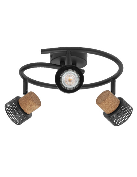 OPRAWA SUFITOWA LED DECOR SPOT CORK SPIRAL DIM 3X3.4W 2700K ciepła biała GU10 BK 