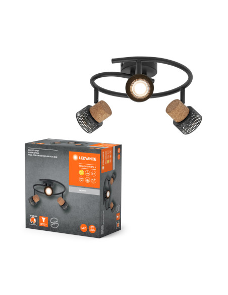 OPRAWA SUFITOWA LED DECOR SPOT CORK SPIRAL DIM 3X3.4W 2700K ciepła biała GU10 BK 