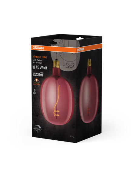 ŻARÓWKA LED 1906 VINTAGE BALLON PINK DIM 10 4,5W/816 E27 