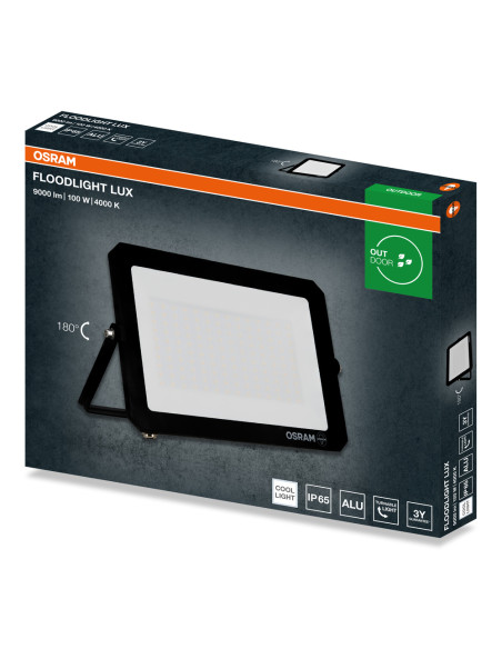 NAŚWIETLACZ FLOOD LED LUX 100W 4000K 9000LM BK IP65 3Y 