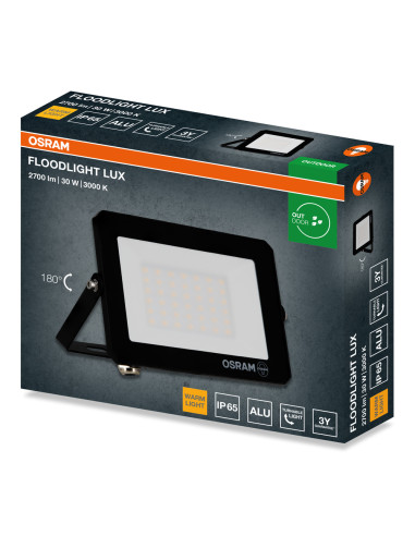 NAŚWIETLACZ FLOOD LED LUX 30W 3000K 2700LM BK IP65 3Y 