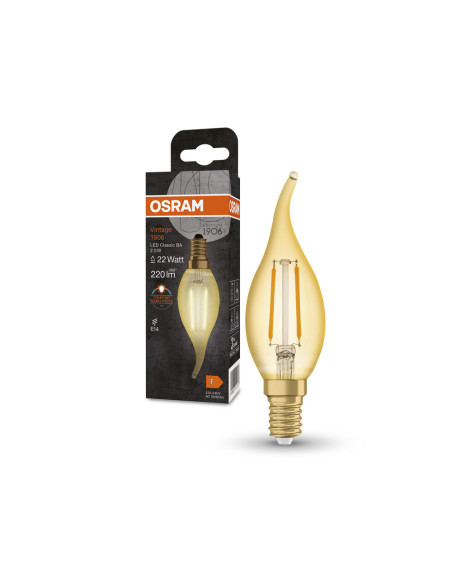 ŻARÓWKA LED 1906 VINTAGE LED CLBA22 2.5W/2400K 220LM FIL GOLD E14 