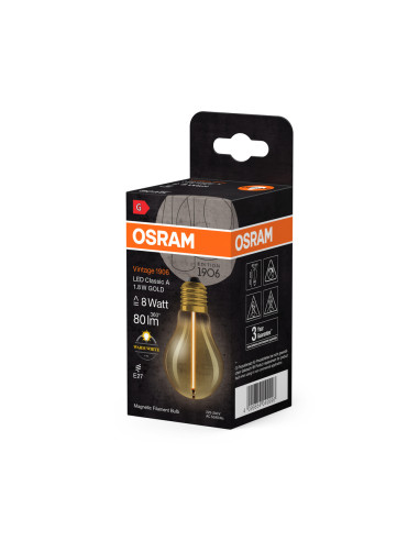ŻARÓWKA LED 1906 VINTAGE LED MAGNETIC CLA8 FIL 1.8W 2700K 80LM GOLD E27 