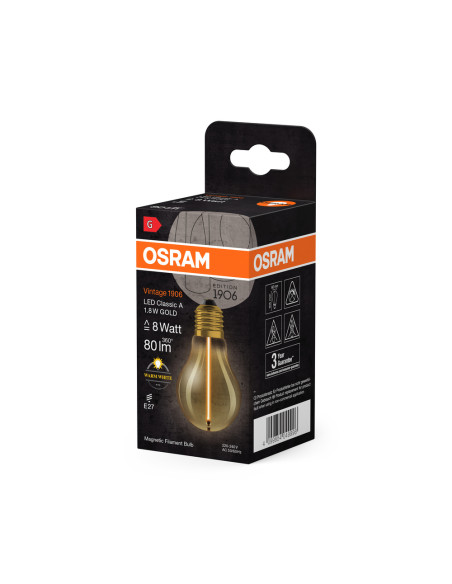 ŻARÓWKA LED 1906 VINTAGE LED MAGNETIC CLA8 FIL 1.8W 2700K 80LM GOLD E27 