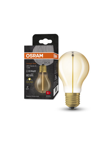 ŻARÓWKA LED 1906 VINTAGE LED MAGNETIC CLA8 FIL 1.8W 2700K 80LM GOLD E27 