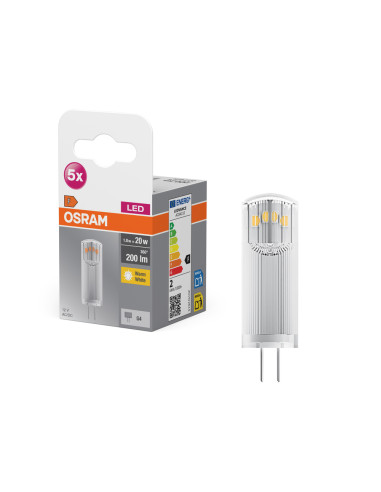 ŻARÓWKA 5-PAK LED PIN20 CL 1,8W 2700K ciepła biała 320° 200LM 12V  G4  
