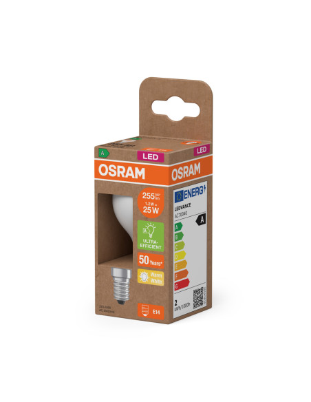 ŻARÓWKA LED ENERGY CLASS CLP25 1,2W 2700K ciepła biała E14 255LM GL FR EE  KLASA A 