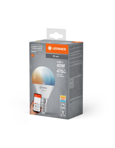 ŻARÓWKA LED SMART+ WIFI P40 TW 4,9W 2700-6500K 470LM FR E14 