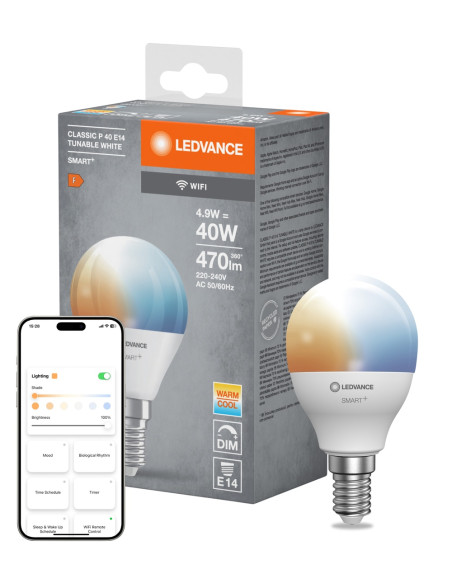 ŻARÓWKA LED SMART+ WIFI P40 TW 4,9W 2700-6500K 470LM FR E14 