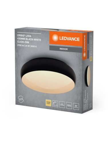 PLAFON LED ORBIS LIVIA 430MM 24W 3000K ciepła biała CLICK DIM BLACK AND WHITE 