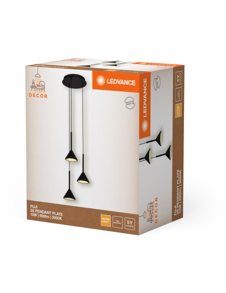 OPRAWA SUFITOWA DECOR FUJI 3XPENDANT 13W 930 990LM BK 5Y 